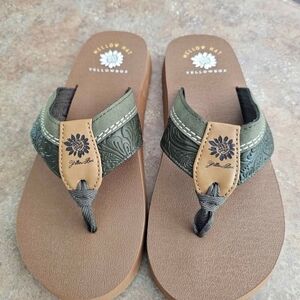 Yellow Box Olive and Tan Flip Flops